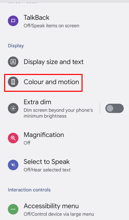 Tap Colour and motion